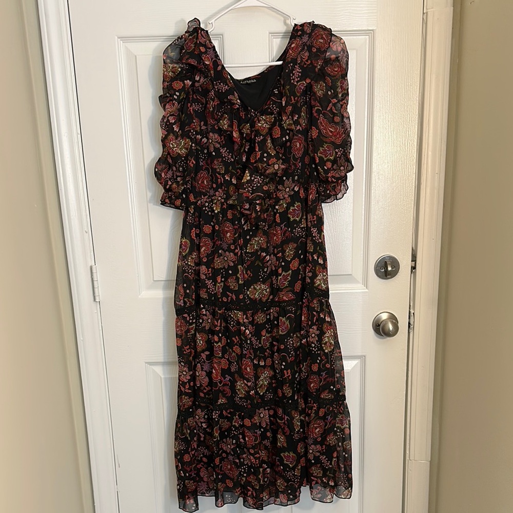 Floral Black and Red Women's Dress